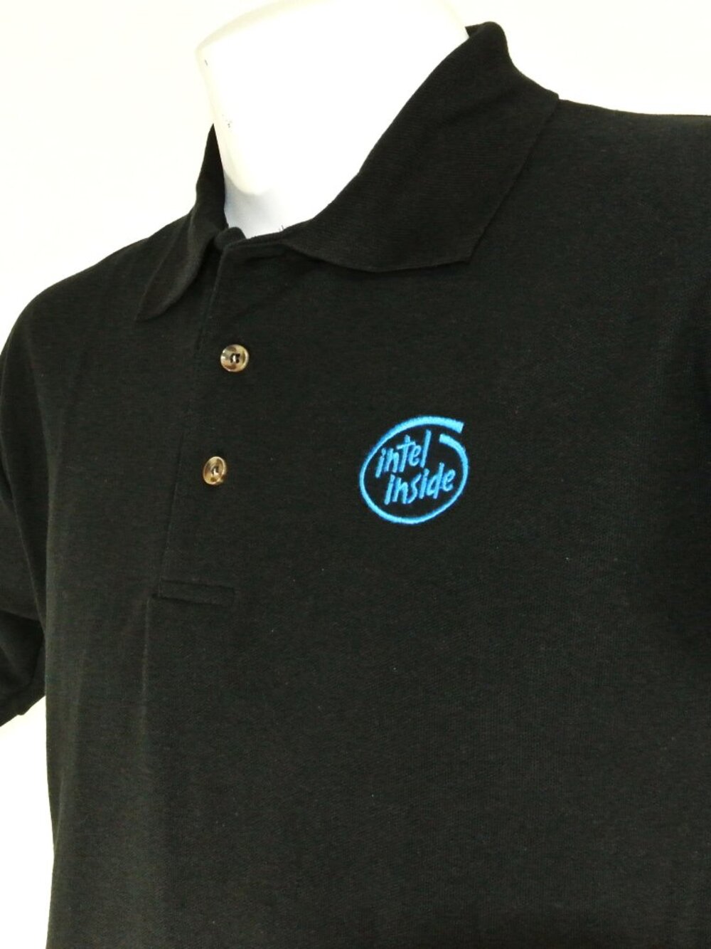 INTEL Inside Vintage Tech Employee Uniform Polo Shirt Black Size M Medium